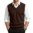 thumbnail image 2 of Dwellite Sweater Vest for Men Casual Sleeveless Knit Pullover V Neck Solid Knit Business Office Fall Winter Sweaters Coffee M, 2 of 8