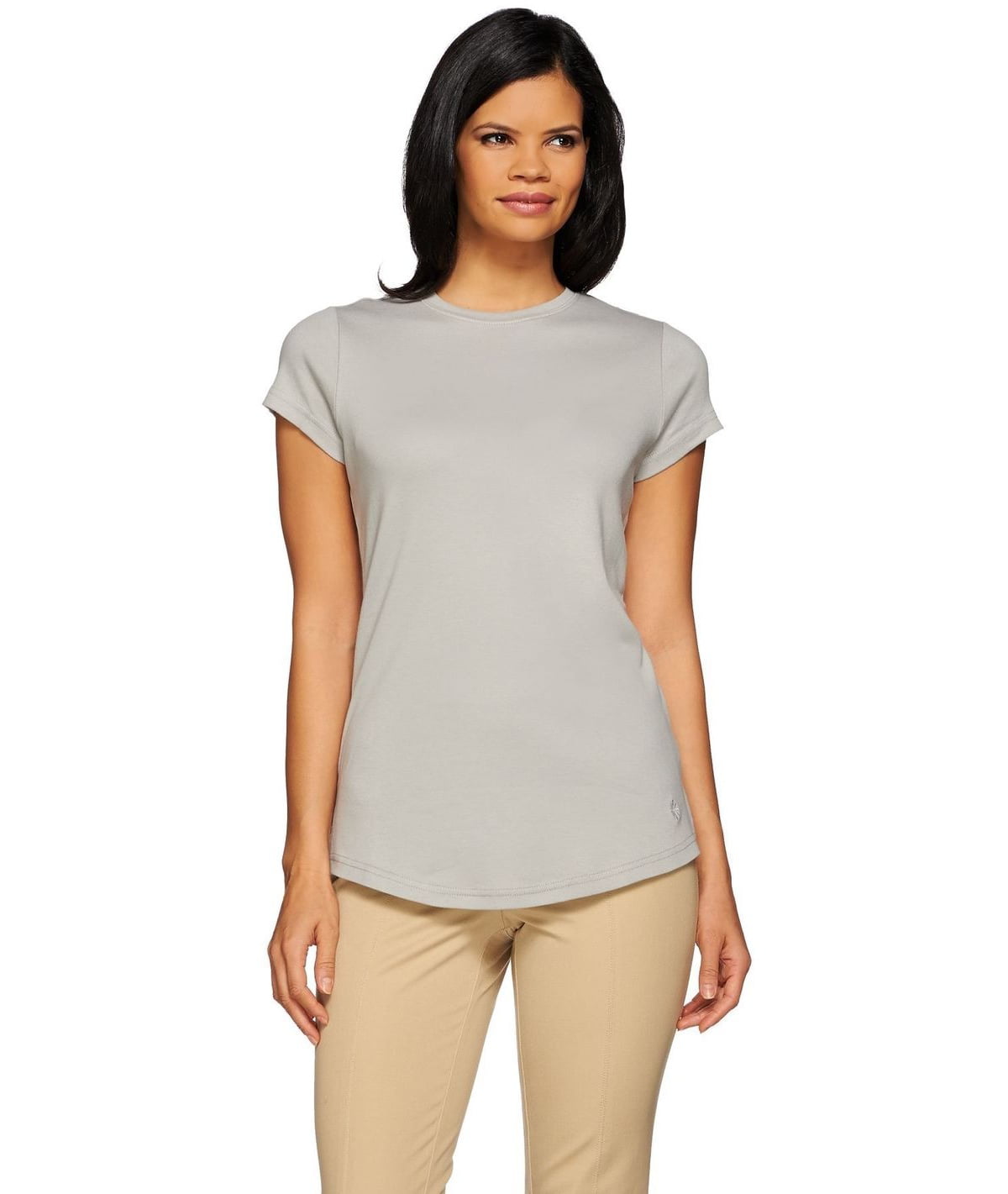 Isaac Mizrahi - Isaac Mizrahi Essentials Shirt Tail Hem T-Shirt Women's ...