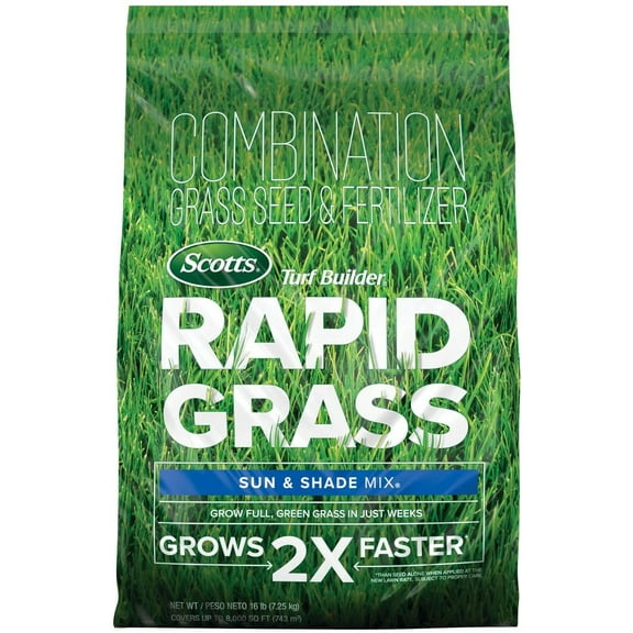 Scotts Turf Builder Rapid Sun & Shade Grass Seeds, 16 lbs - Fast Growing