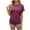 Wine, variant on qolati Women's Summer T Shirts Casual Short Sleeve Loose Tee Tops 2024 Fashion Crew Neck Solid Basic Ruched Hem Going Out Blouse