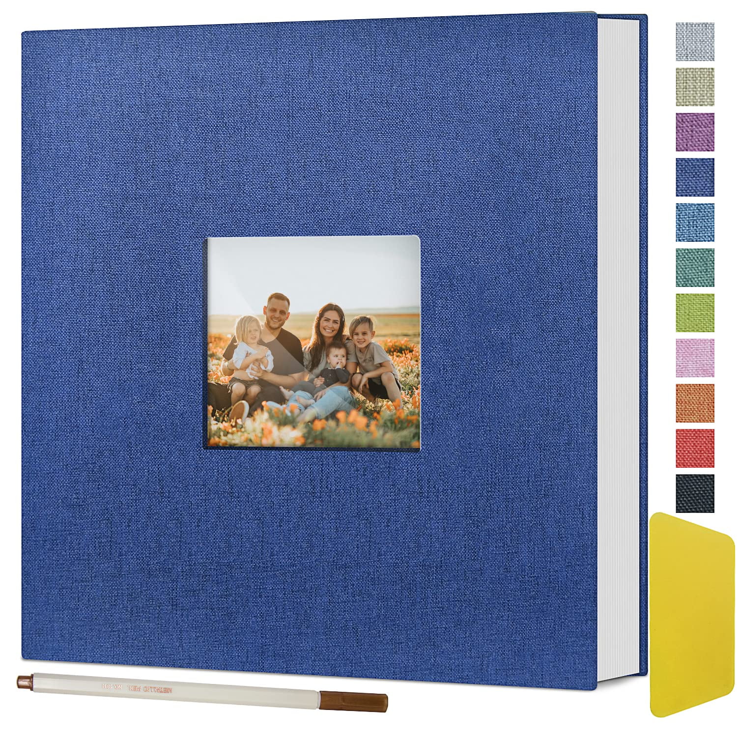 Photo Album Self Adhesive Pages with Scraper & 6 Pen, Scrapbook Album 60  Pages, Scrap Book Photo Albums Kit, Memory Book for Pictures and Notes for