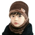 thumbnail image 5 of GRNSHTS Toddler Kids Boys Girls Winter Warm Fleece Lined Knit Beanie Hat Cap and Scarf Set Coffee, 5 of 10