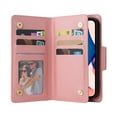 thumbnail image 3 of Nalacover For iPhone 13 6.1 inch Zipper Wallet Case,360 Protection Stylish PU Leather Shockproof Magnetic Flip Holder 6 Card Slots and 2 Cash Pockets Cover with Detachable Wrist Strap,Rosegold, 3 of 12