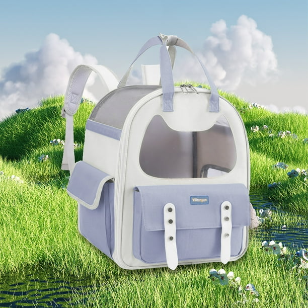 Mochila Transportadora De Gatos Mochila de viaje para gatos, mochila transpirable para mascotas, gran capacidad (azul claro) Sywqhk Libre de BPA