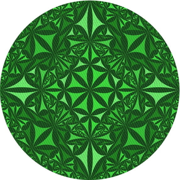 Ahgly Company Machine Washable Indoor Round Transitional Deep Emerald Green Area Rugs, 7' Round