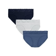 Women's Light and Luxe Bikini Underwear - No Pinch, Stretch Lace Waistband, 3-Pack, Sizes S-5XL