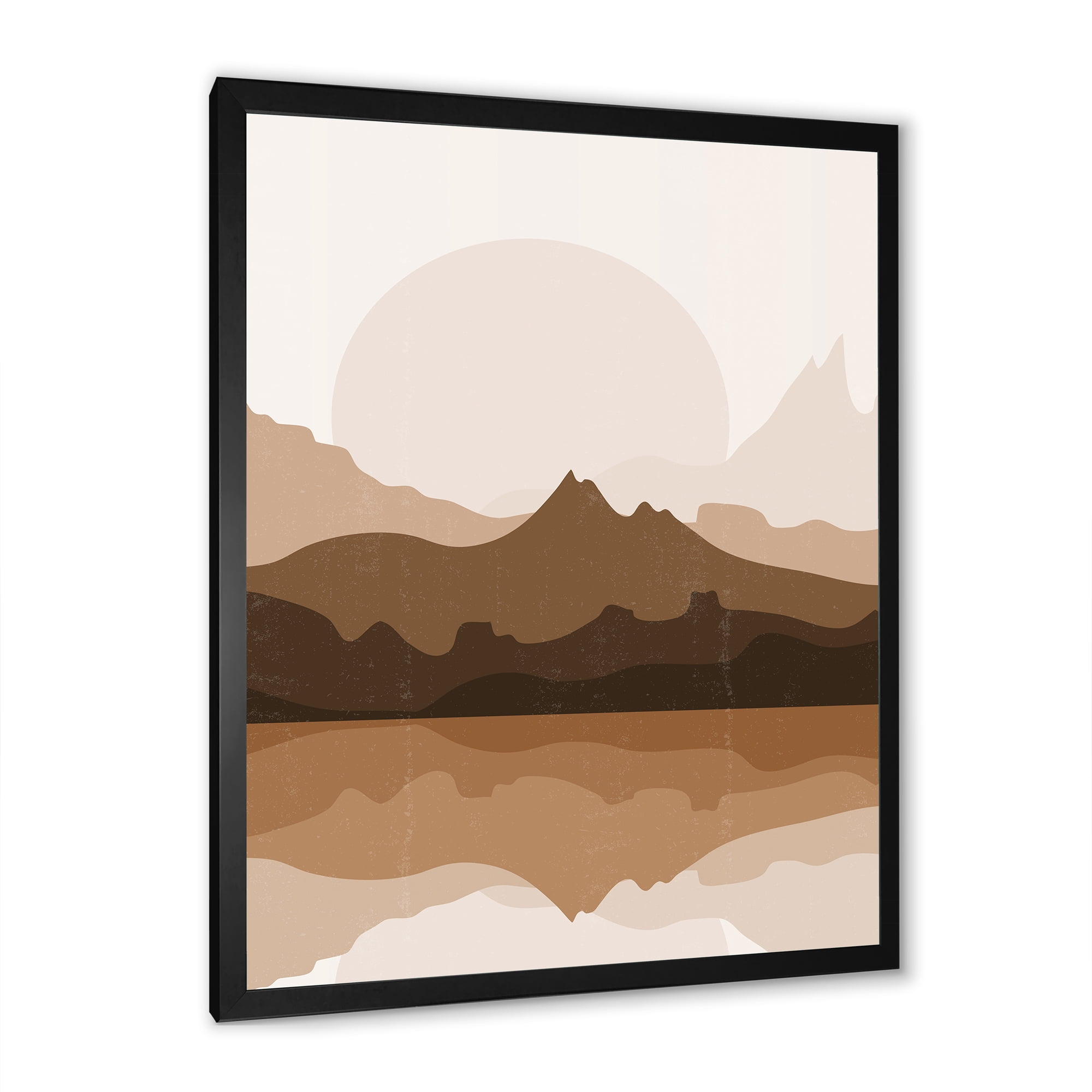 Designart 'Minimalist Brown Terracotta Landscape' Modern Framed Art Print