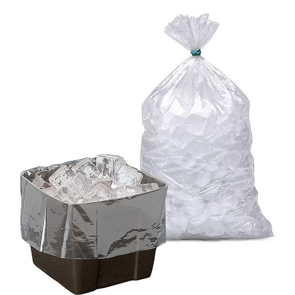 Ice Bucket Liner Bags, 1000 count, 8 x 3 x 15 in, 0.60 mil Gusseted Polyethylene