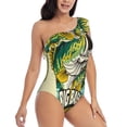 thumbnail image 3 of Zufioo Bass Fish and Water Print One-shoulder Ruffled One-piece Swimsuit, High Elastic Integrated Removable Chest Pad Swimsuit Suitable for Beach, Pool and Vacation-Medium, 3 of 6
