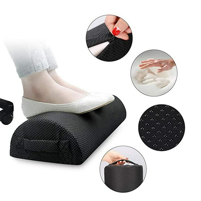 COFEST Foot for Under Desk At Work-Versatile Foot Stool with Washable Cover-Comfortable Footrest for Car, Home and Office To Relieve Back Black