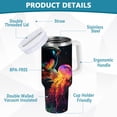 thumbnail image 2 of Yayeee 40oz Stainless Steel Tumbler with Straw and Handle Double-Wall Insulated Travel Water Bottle, Black Astronaut, 2 of 8