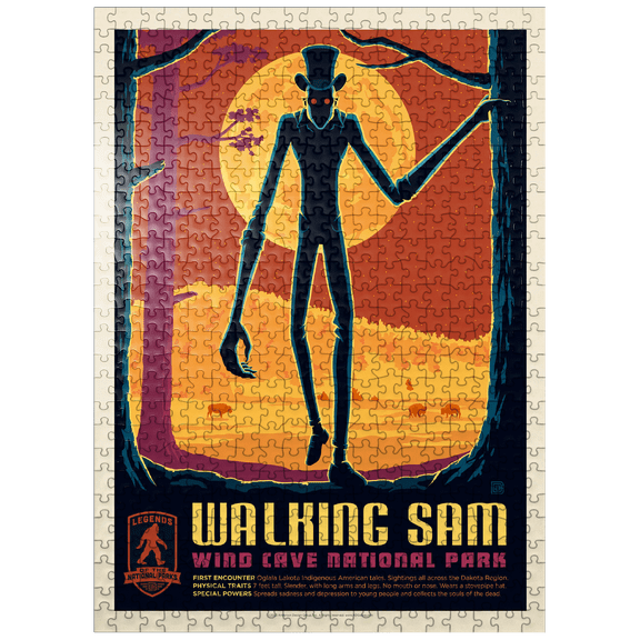 MyPuzzle - Legends Of The National Parks: Wind Cave's Walking Sam, Vintage Poster - Premium 500 Piece Jigsaw Puzzle for Adults