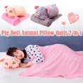 thumbnail image 3 of Couette Oreiller Animal Poupée Cochon 2 en 1 Coussin de Voiture Couverture Multifonction` T2W8, 3 of 9