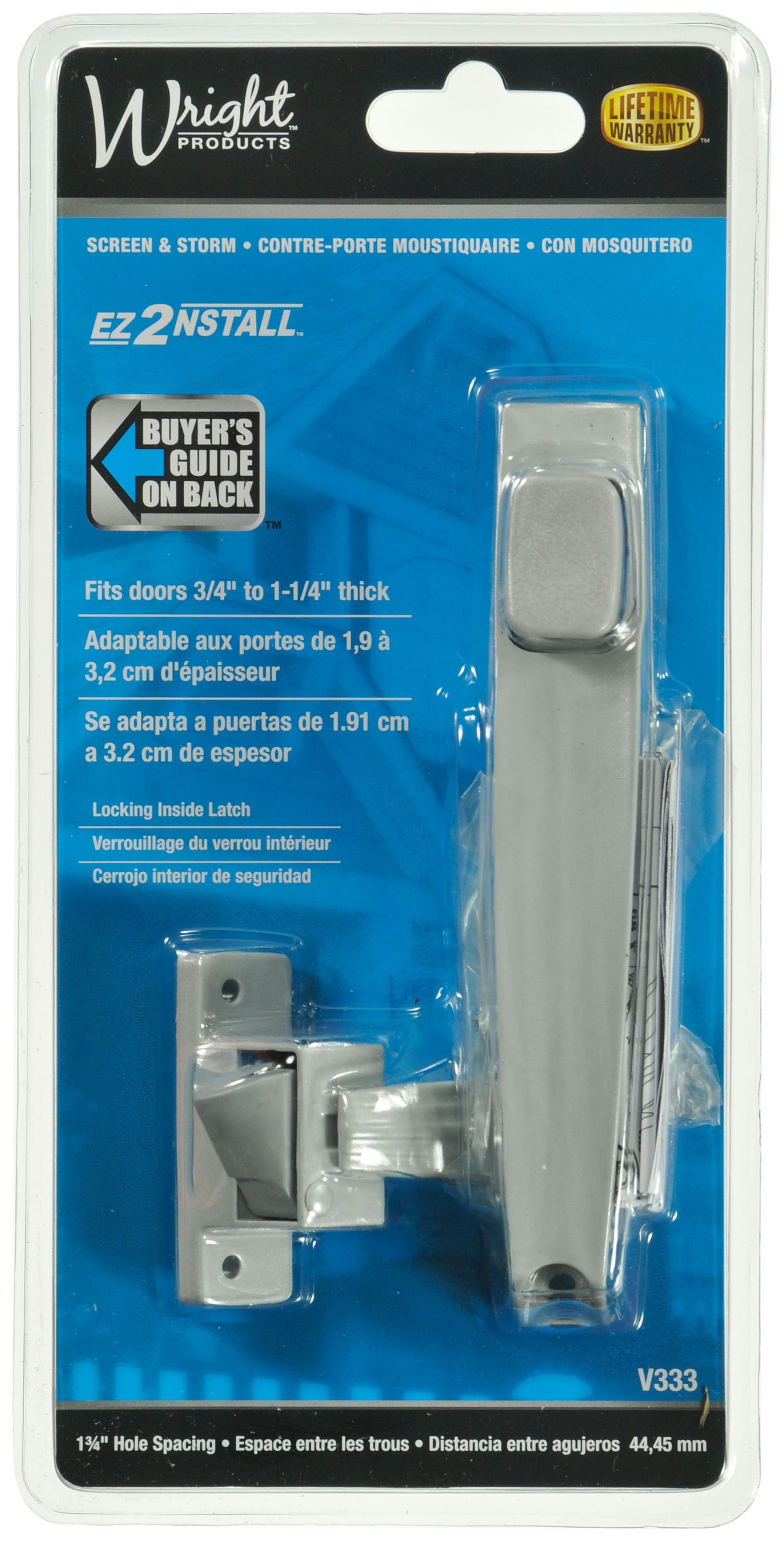 Wright Products Push-Button Screen Door Latch, Aluminum, for Out-Swinging Wood and Metal Doors