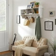 thumbnail image 2 of Vanity Art Entryway 5 Hook Wall Mounted Coat Rack with Storage Hanging Shelf Entryway Organizer in White - F10003WT-BK, 2 of 5