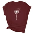 thumbnail image 2 of NAMTYQX Graphic Tees for Women Trendy Loose Fit Plus Size Short Sleeve mit Muster Scoop Neck Breathable Print Lightweight Casual Tshirts Shirts for Women Graphic Wine Size M, 2 of 4