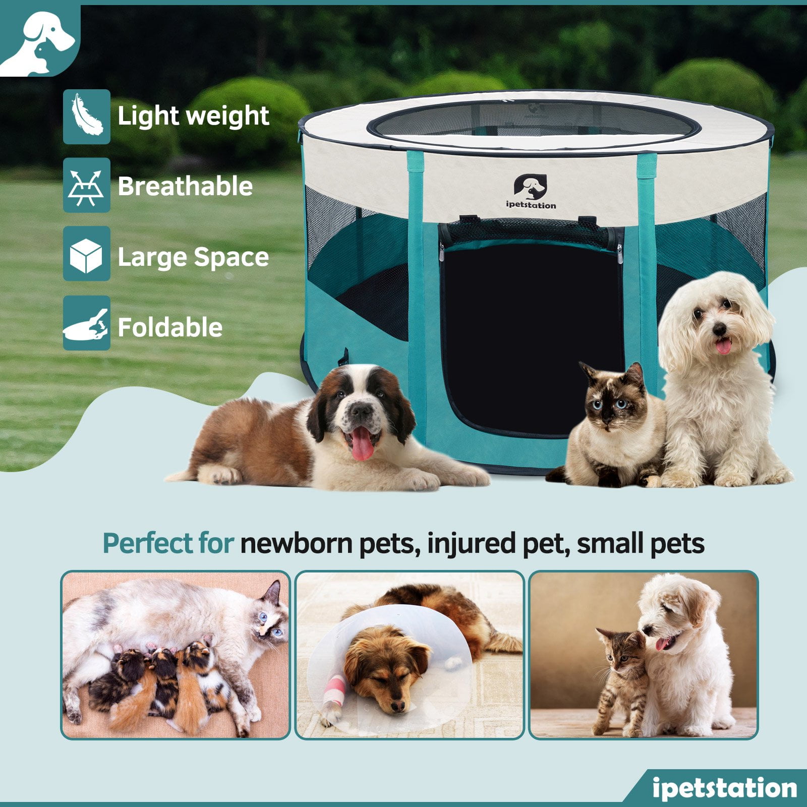 Lakwar Large Pet Playpen For Dogs Cats 36 90cm Diameter 24 60cm Height Pet Playpens Foldable Portable Indoor Outdoor With Carrying Case For Cat P