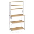thumbnail image 2 of VASAGLE Bakers Rack with Power Outlet - 31.5 inches Coffee Bar, 6-Tier Kitchen Shelves with 6 Hooks, Microwave Stand, Golden Oak & White UKKS119Y01, 2 of 7