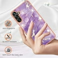 thumbnail image 3 of SaniMore for Samsung Galaxy A15 6.5" 2023 Case with Wireless Charging Shockproof TPU Backplane Glitter Marble Pattern Fashion Design Anti-drop Anti-fingerprint Skin-feel Cover, Darkpurple, 3 of 5