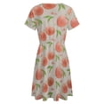 thumbnail image 5 of Hand Drawn Peach Pattern Women's Dress Short Sleeve Summer Sundress Summer Women Clothes, 5 of 7