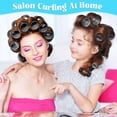 thumbnail image 4 of Jumbo Hair Curlers Rollers, 12Pcs Hair Roller Curlers Self Grip Holding Rollers with12 Stainless Steel Duckbill Clips for Long Hair Volume (Black), 4 of 14