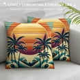 thumbnail image 3 of Leisuo  Vintage Hawaii Throw Pillow Cushion Cover, Vintage Old Paper Style Tropical Island with Giant Waves Retro Background, Decorative Square Accent Pillow Case Dark Coral, 3 of 5