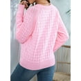 thumbnail image 5 of Women’S Casual Knitted Pullover Sweaters Long Sleeve Crew Neck Jumper Tops Pink S, 5 of 9