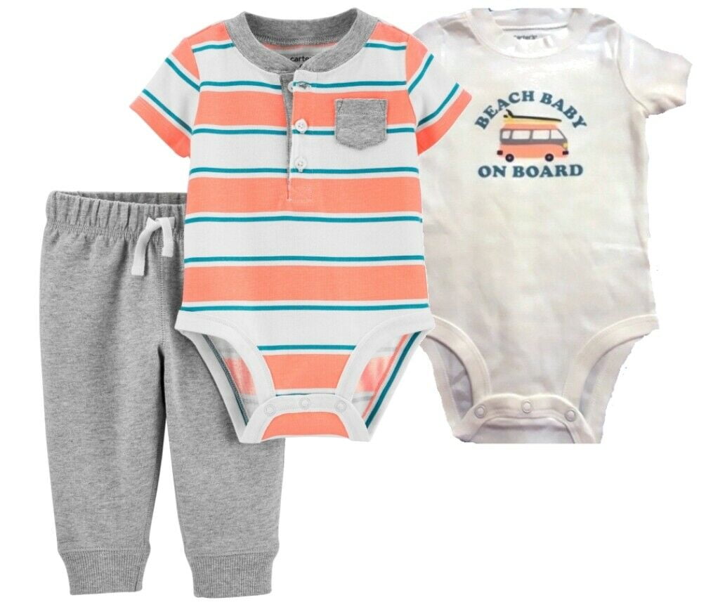 Baby Boys Two Bodysuits and Jogger Pant Set 3 Piece Set - Walmart.com