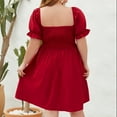 thumbnail image 3 of fatyb Plus Size Dresses for Women Square Neck Smocked Mini Dresses Puff Short Sleeve Flowy A-Line Dress, 3 of 4