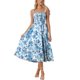 thumbnail image 1 of INSPIRAR CHIC Vestido de verano sin mangas para mujer con tirantes de espagueti, fruncido, estampado floral, estilo bohemio, con bolsillos, azul L, 1 of 5