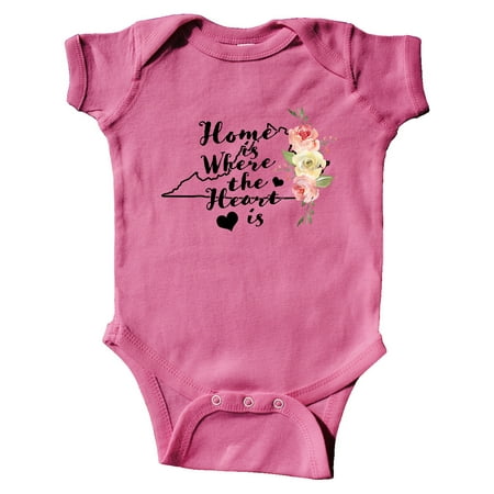 

Inktastic Virginia Home is Where The Heart is with Watercolor Floral Gift Baby Girl Bodysuit