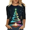 thumbnail image 2 of ‌FDGIU Funny Christmas Shirts for Women - Cute Xmas Tree Print 3/4 Sleeve Blouses, Holiday Tops with Crew Neck, Funny Christmas Tops, 2 of 6
