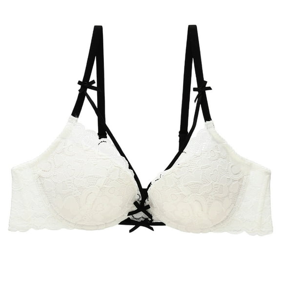 khonts,Women's Sexy Lace Underwire Bralettes Gathering Push up Bras Everyday Comfort Support Bra White 38