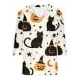 thumbnail image 4 of PNTUTB Women's Fashion Halloween Printed 3/4 Sleeve Tops V Neck Basic Tees Comfortable Tops Blouse, 4 of 6