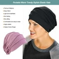 thumbnail image 2 of Sonducket Sombreros elásticos de pila, gorros de capó, gorros informales de temporada para otoño e invierno, turbante clásico ajustable de Color Sombreros Violeta Sonducket AP011167-08, 2 of 6