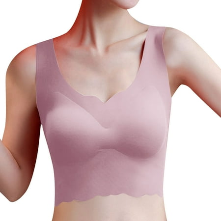 kpoplk Plus Size Bras Women s Push Up Wireless Bra Padded T Shirt Bras No Underwire Plunge(D)