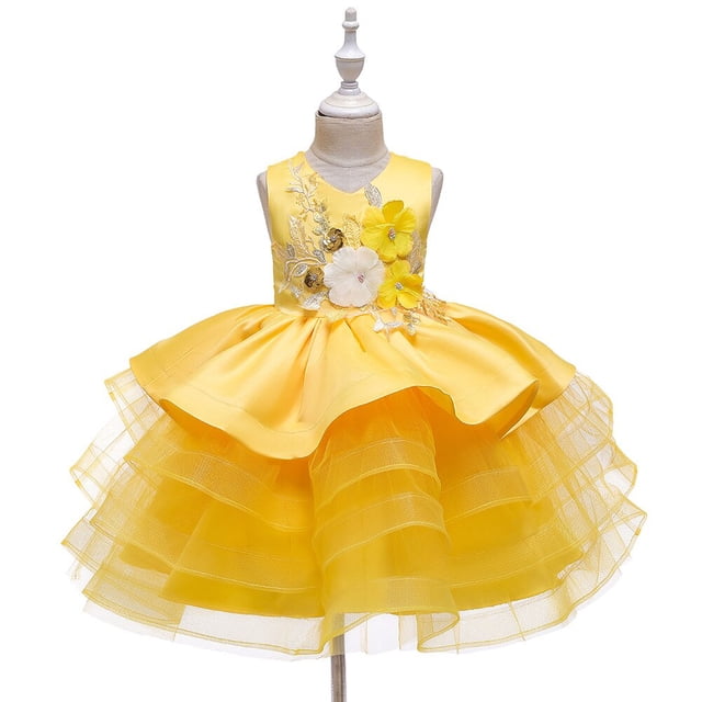 Vestido de fiesta para niña de 0 a 8 años, sin mangas, de encaje, de princesa hinchada, vestidos de novia para niña yaoshenbao LED