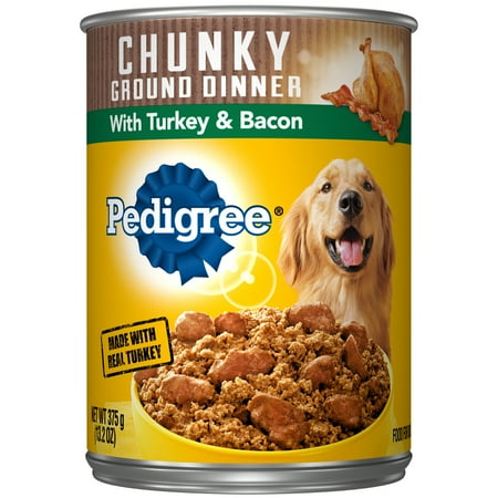 PEDIGREE Chunky Ground Dinner With Turkey & Bacon Adult Canned Wet Dog Food, 13.2 oz. Can
