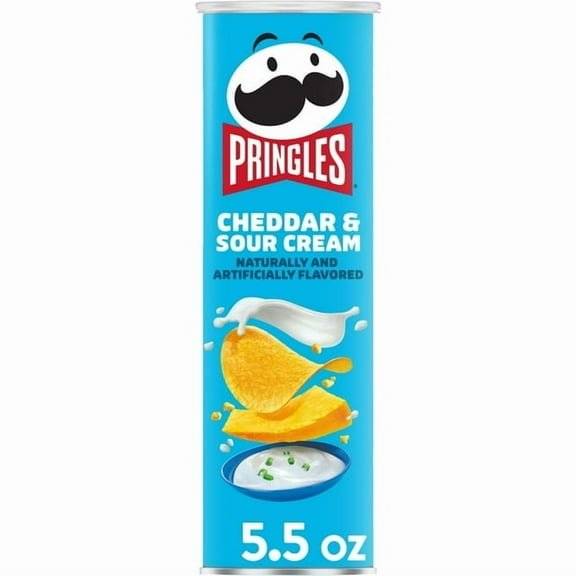 Pringles Cheddar and Sour Cream Potato Crisps Chips, Lunch Snacks, 5.5 oz Canister pack of 2