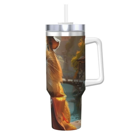 

Daiia Valley Meditating Guinea Pig Printed 40 oz Tumbler with Handle Ice Bully Insulated Tumbler 2 in 1 Lid Insulated Water Bottle Stainless Steel Travel Coffee Mug