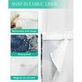 thumbnail image 3 of No Hook Shower Curtains with Snap in Liner, Navy White Waterproof Fabric Shower Curtain, Marble Modern Artwork Double Layers & See-Through Top Window Bathroom Curtains 54''x78'', 3 of 6