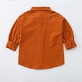 thumbnail image 4 of Atogsazn Kids Boys Cotton Shirt Children Button Long Sleeve Shirts Fashion Casual Lightweight Clothes 02-Orange 6-7 Years, 4 of 5