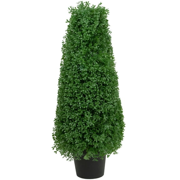 Northlight 30" Artificial Boxwood Cone Topiary Tree with Round Pot, Unlit