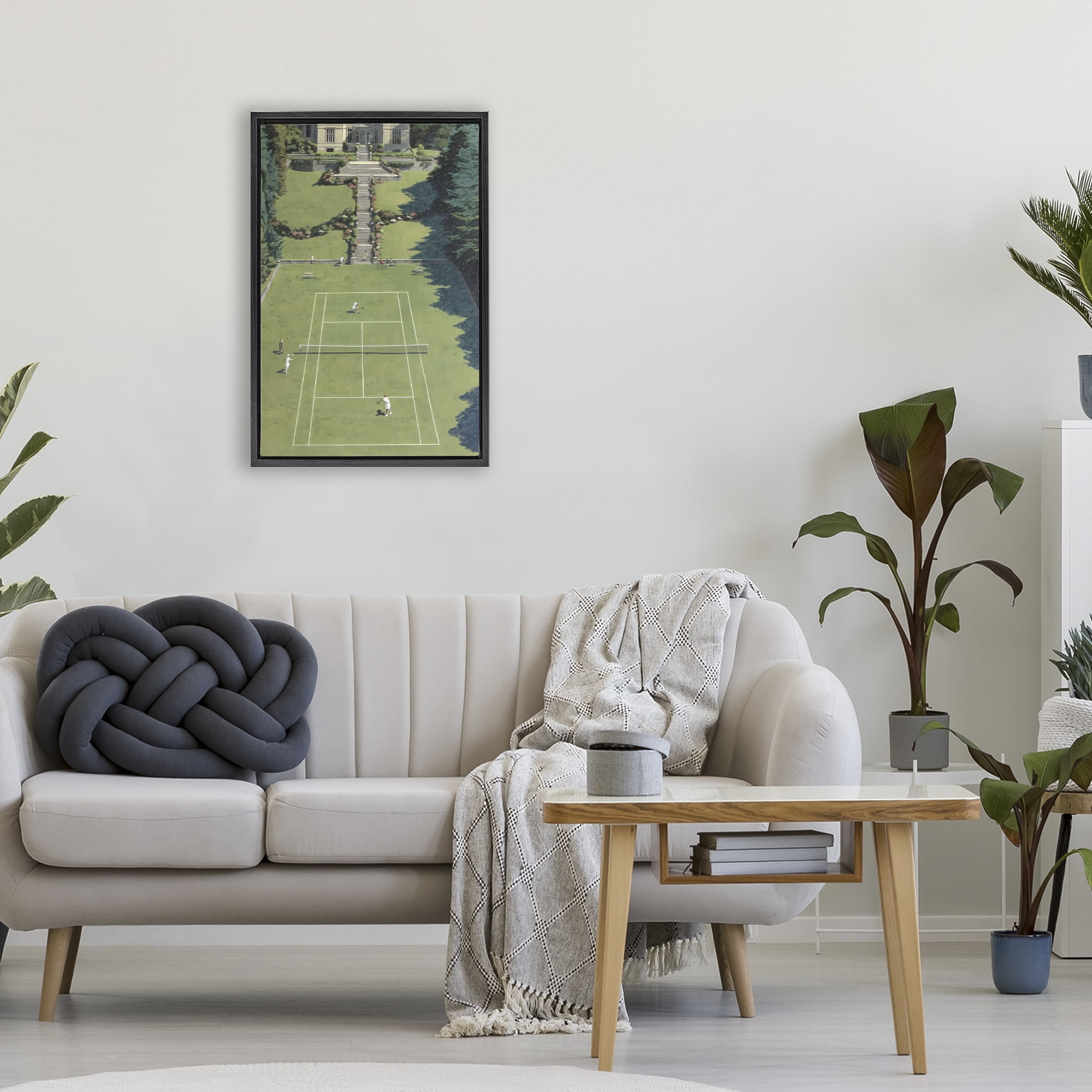 Stupell Industries Tennis Court at Mansion Black Framed Floater Canvas Wall Art, design by Petal Prints Design