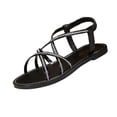 thumbnail image 2 of Xdegoge Womens Gladiator Sandals Flat Strappy Open Toe Ankle Buckle Minimalist Dressy Casual Summer Vacation Beach Everyday Comfortable Walking Shoes, 2 of 9