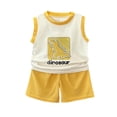 thumbnail image 3 of Loopsun Boys Girls Round Neck Tank Top Print Cami and Shorts Soft Lightweight Summer Daily Wear Outfit Yellow, 3-4 Years, 3 of 5