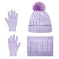thumbnail image 5 of Vbiger Kids Winter Hat Scarf Gloves Set 3pcs Warm Knit Beanie Cap and Circle Scarf and Gloves with Knitted Textile for Children Boys Girls Purple, 5 of 8