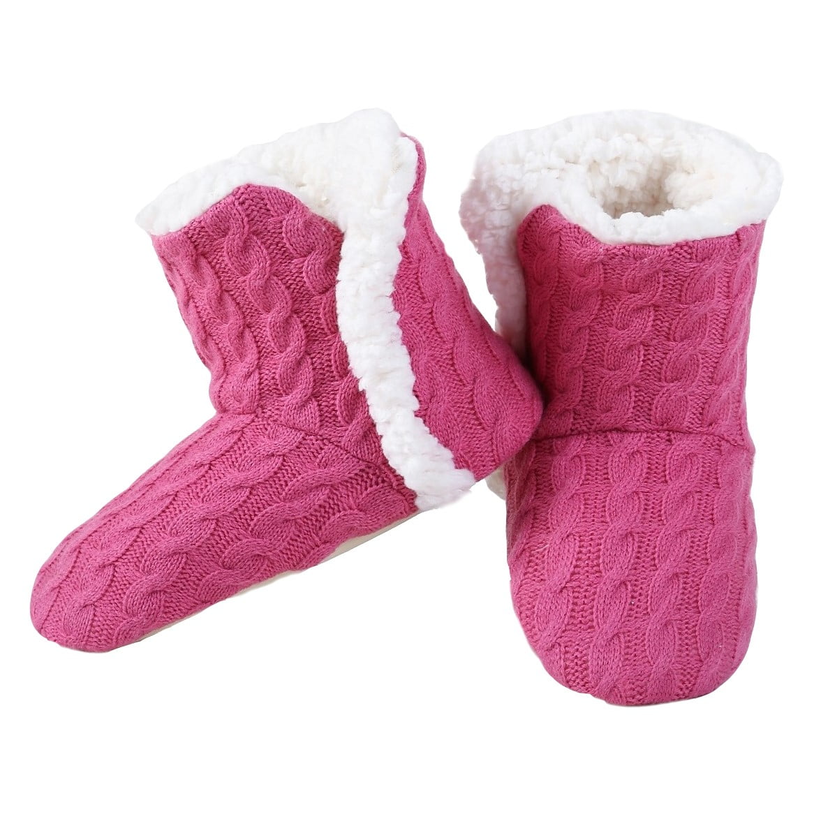 Yelete Womens Cable Knit Slippers House Booties Socks Soft Sherpa Lining Rubber Soles