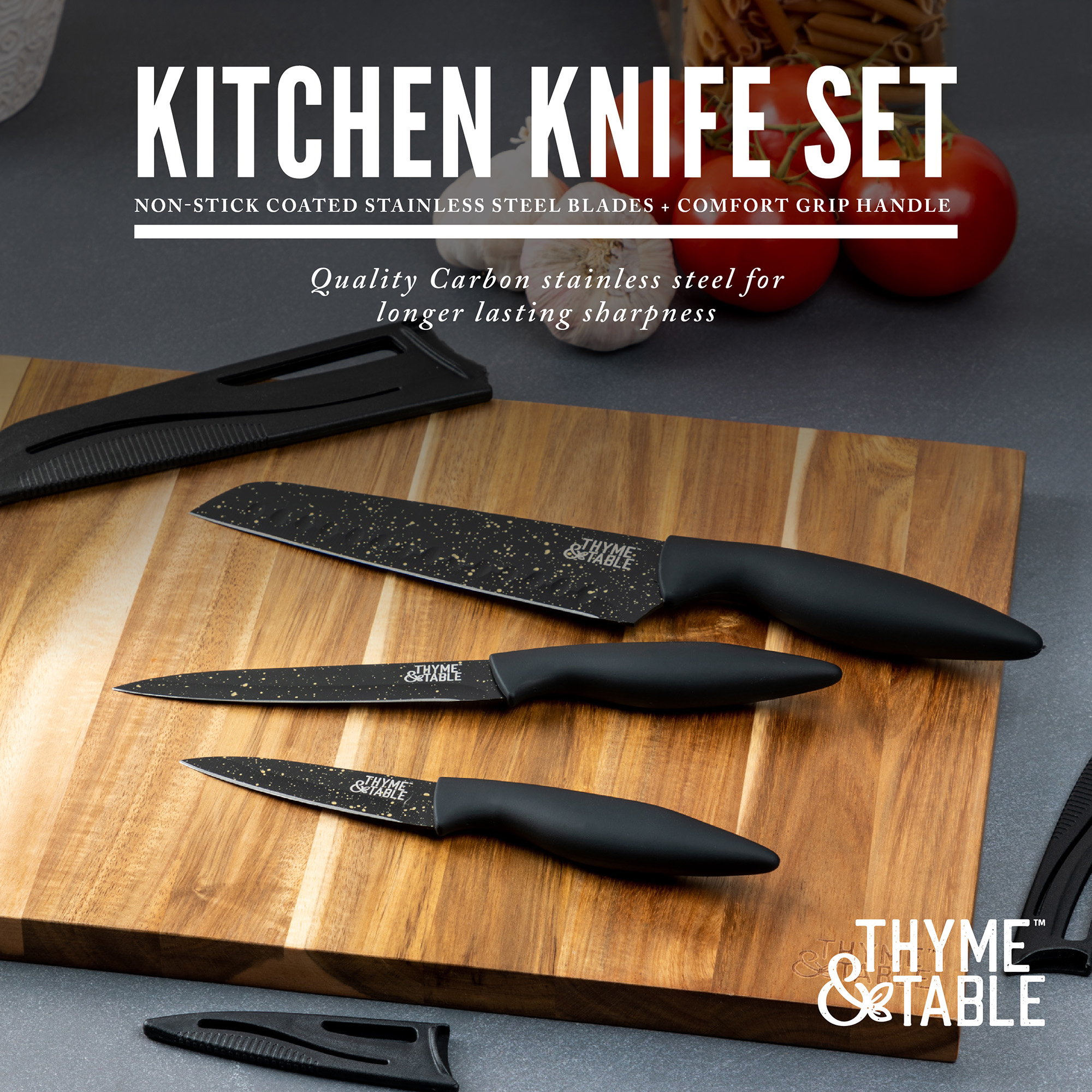 Thyme & Table 3-Piece Kitchen Knife Set With Sheaths photo 7