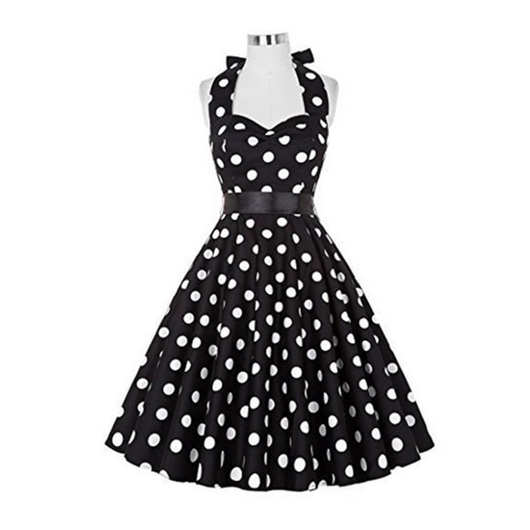 black and white polka dot halter dress Major Charm Polka Dot Halter Maxi Dress main image 1